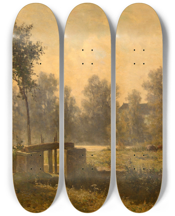 Triptych art skateboard deck of Euphrosine Beernaert Lock by Euphrosine Beernaert (1831-1901)