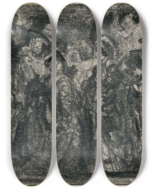 Triptych art skateboard deck of Matthijs Maris Literaire Voorstelling_1 by Matthijs Maris (1839-1917)