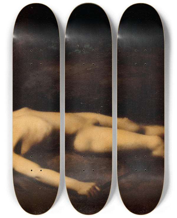 Triptych art skateboard deck of Jeanjacques Henner Bara by Jean-Jacques Henner (1829-1905)