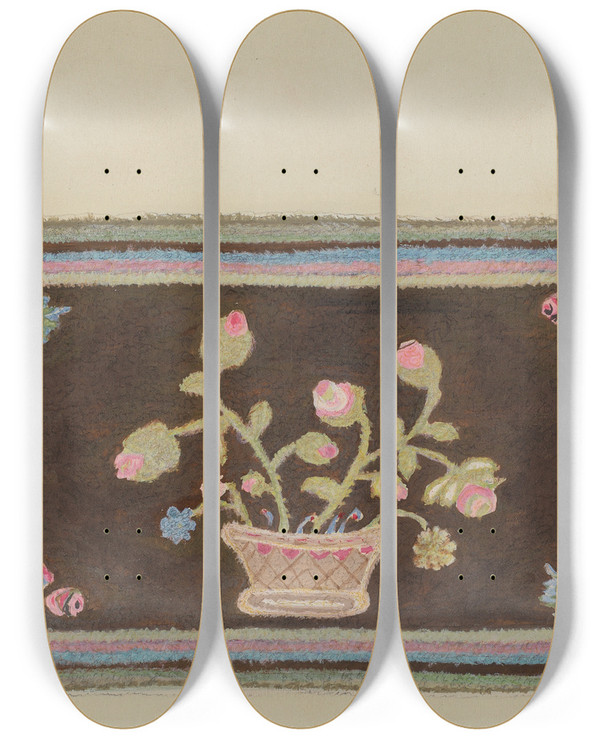 Triptych art skateboard deck of Alfonso Umana Hooked Rug_2 by Alfonso Umana