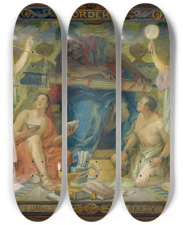 Triptych art skateboard deck of Louis Schaettle Order by Louis Schaettle (1867-1917)