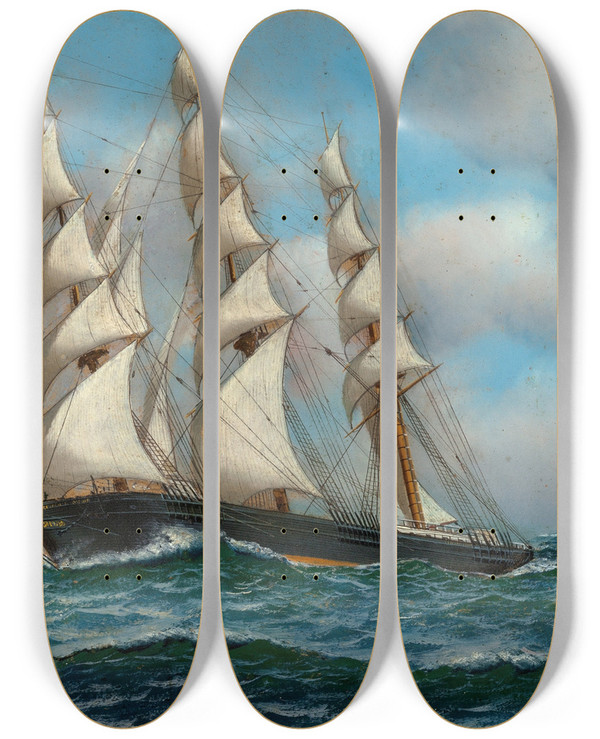 Triptych art skateboard deck of Antonio Jacobsen Governor Goodwin by Antonio Jacobsen (1850-1921)