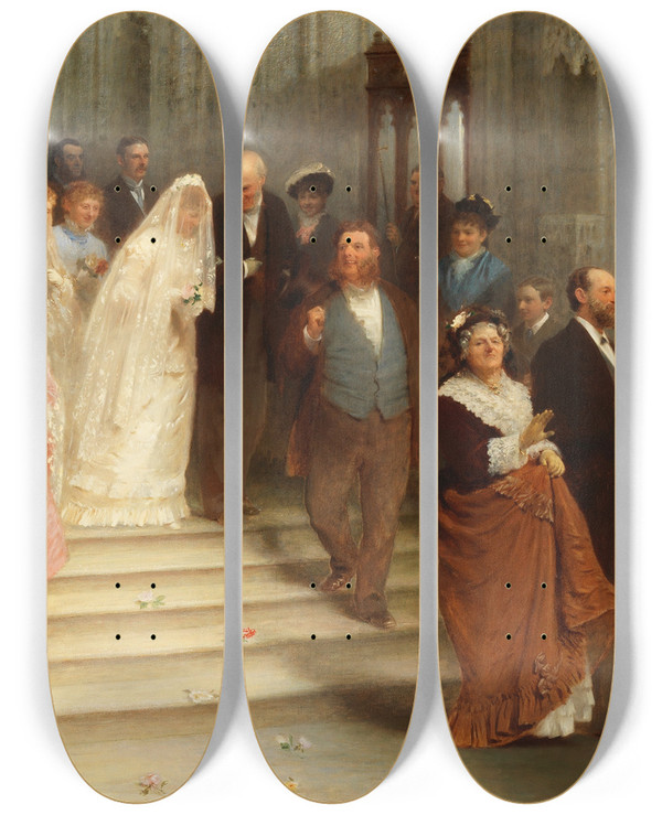Triptych art skateboard deck of John Morgan Married For Money by John Morgan (1822-1885)