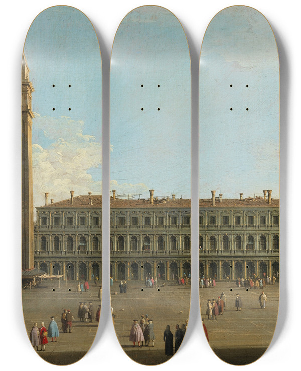 Triptych art skateboard deck of Canaletto Saint Marks Square Venice by Canaletto (1697-1768)