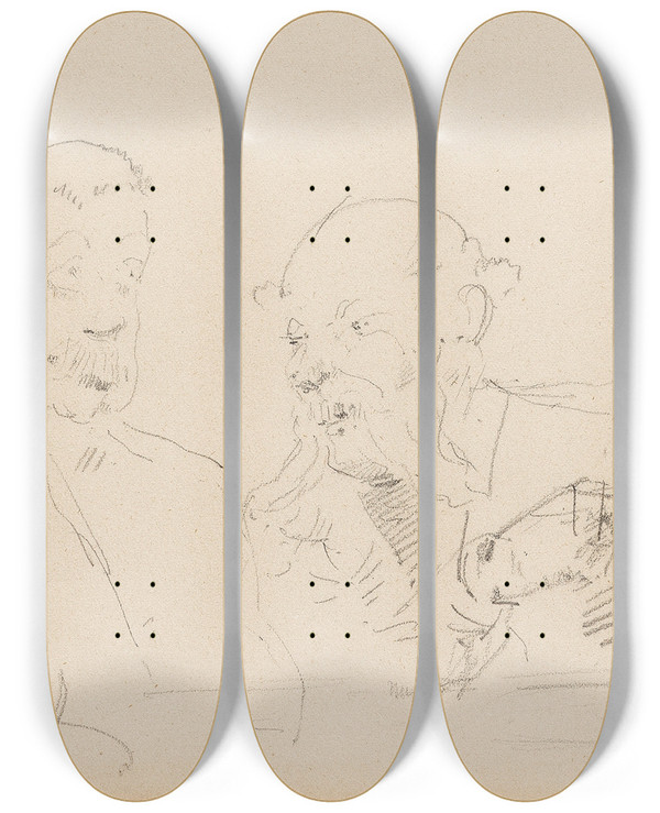 Triptych art skateboard deck of Henri De Toulouselautrec Table by Henri de Toulouse-Lautrec (1864-1901)