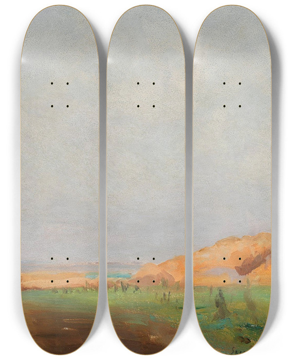 Triptych art skateboard deck of Leon Wyczkowski Sheaves by Leon Wyczolkowski (1852-1936)