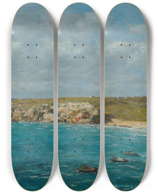 Triptych art skateboard deck of Eugne Boudin Camaret La Pointe Du Toulinguet by Eugene Boudin (1824-1898)