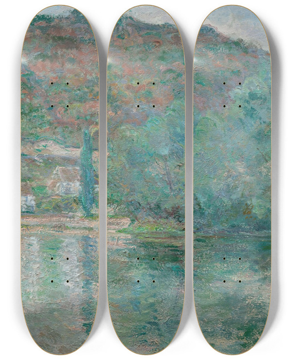 Triptych art skateboard deck of Blanche Hoschedmonet La Seine Eauplet by Blanche Hoschede Monet (1865-1947)
