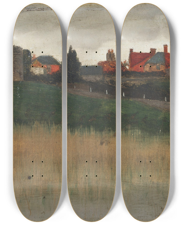 Triptych art skateboard deck of William Padgett Winchelsea by William Padgett (1851-1904)