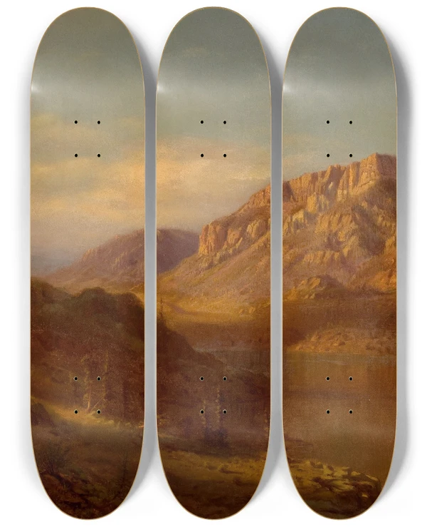 Triptych art skateboard deck of Hamilton Hamilton Wind River Wyoming by Hamilton Hamilton (1847-1928)