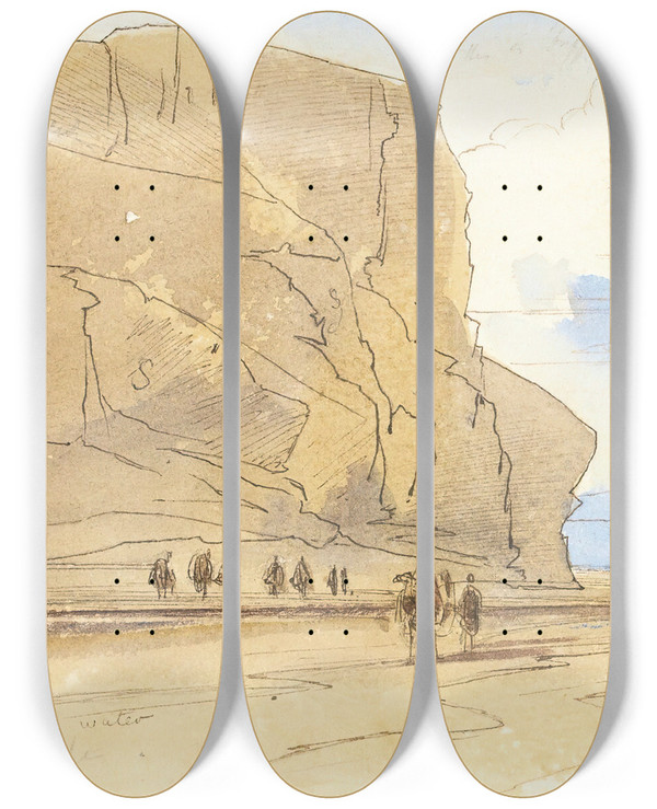 Triptych art skateboard deck of Edward Lear Junction Of Wadis Eygpt by Edward Lear (1812-1888)