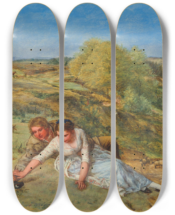 Triptych art skateboard deck of James Clarke Hook Spring by James Clarke Hook (1819-1907)