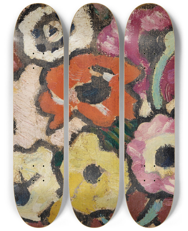 Triptych art skateboard deck of Louis Valtat Panneau Danmones by Louis Valtat (1869-1952)