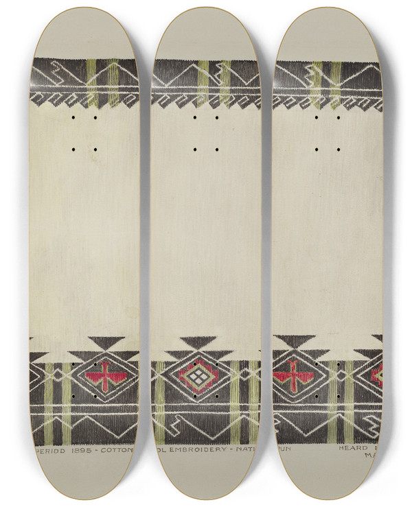Triptych art skateboard deck of Mary Edith Brooks Indian Blanket by Mary Edith Brooks