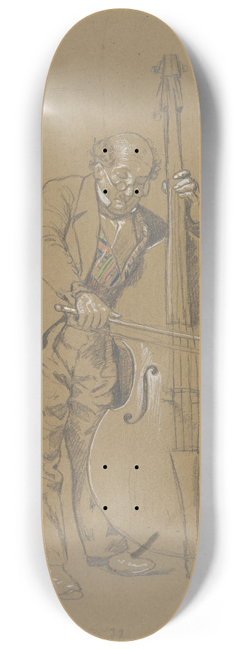 Hans Thoma - Double-bass player 8.25 inch art skate deck
