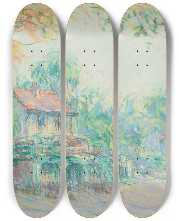 Triptych art skateboard deck of Claude Emile Schuffenecker Paysage by Claude Emile Schuffenecker (1851-1934)