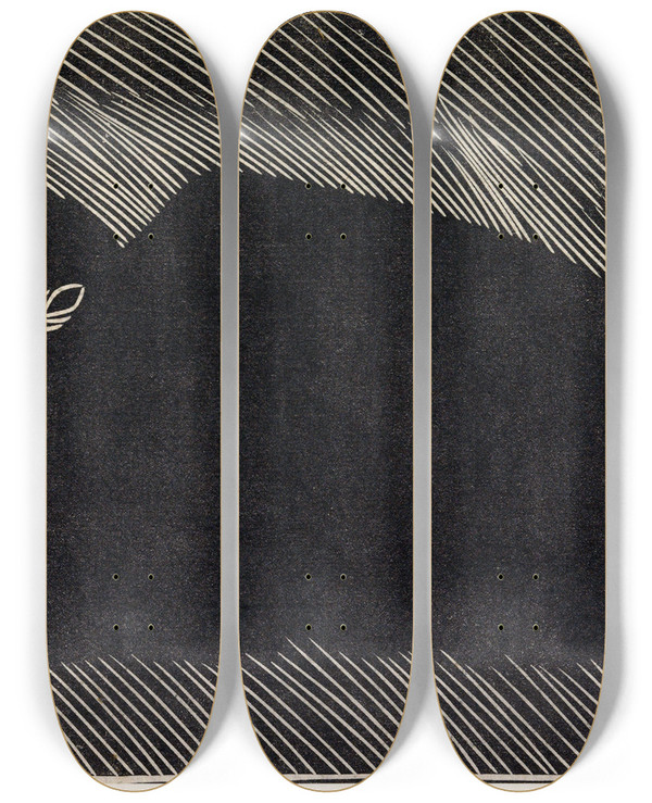 Triptych art skateboard deck of Samuel Jessurun De Mesquita Liggende Bizon by Samuel Jessurun De Mesquita (1868-1944)