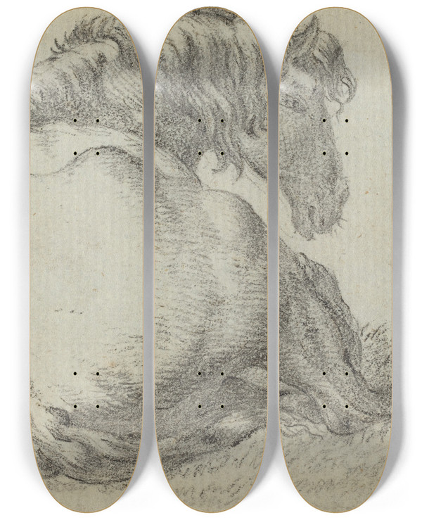 Triptych art skateboard deck of Paulus Potter Resting Horse by Paulus Potter (1625-1654)