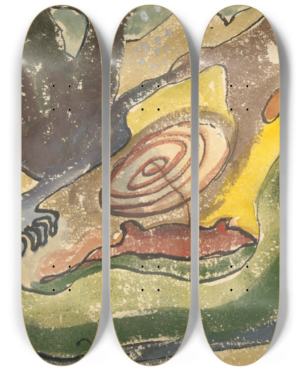 Triptych art skateboard deck of Arthur Dove Beach by Arthur Dove (1880-1946)