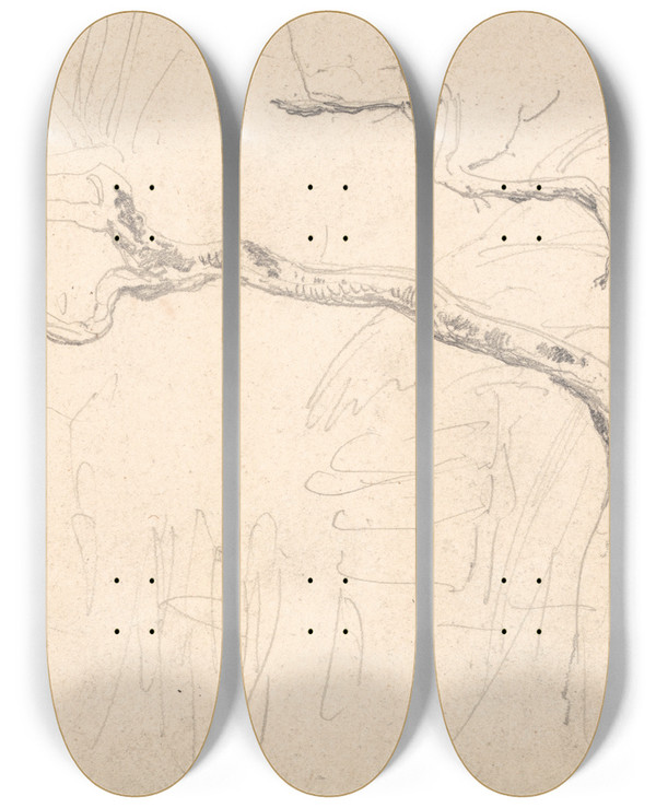 Triptych art skateboard deck of James Ward Tree Study by James Ward (1769-1859)