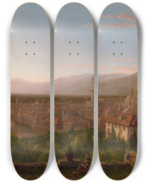Triptych art skateboard deck of Thomas Cole View Of Florence_1 by Thomas Cole (1801-1848)