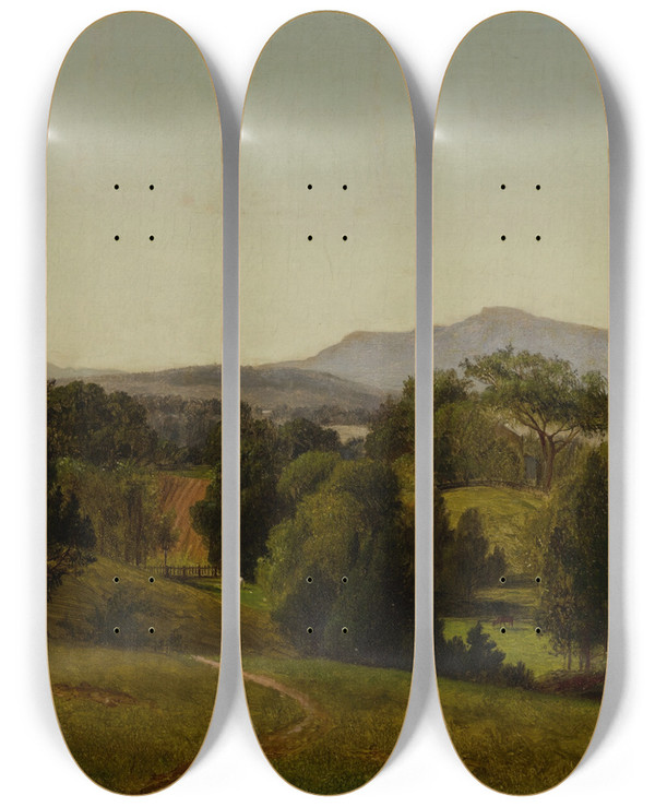 Triptych art skateboard deck of David Johnson Study Of Tivoli by David Johnson (1827-1908)