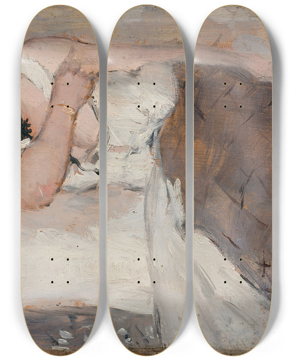 Triptych art skateboard deck of Norbert Goeneutte Le Repos by Norbert Goeneutte (1854-1894)