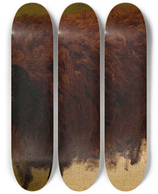 Triptych art skateboard deck of Rosa Bonheur Large Wooly Sheepwether by Rosa Bonheur (1822-1899)