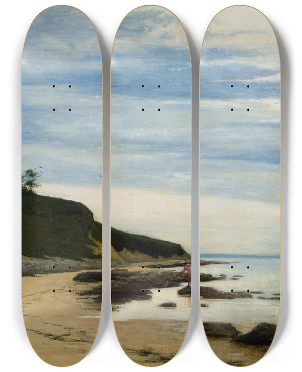 Triptych art skateboard deck of Robert Thegerstrm Plein Airpainter At The Coast by Robert Thegerstrom (1857-1919)