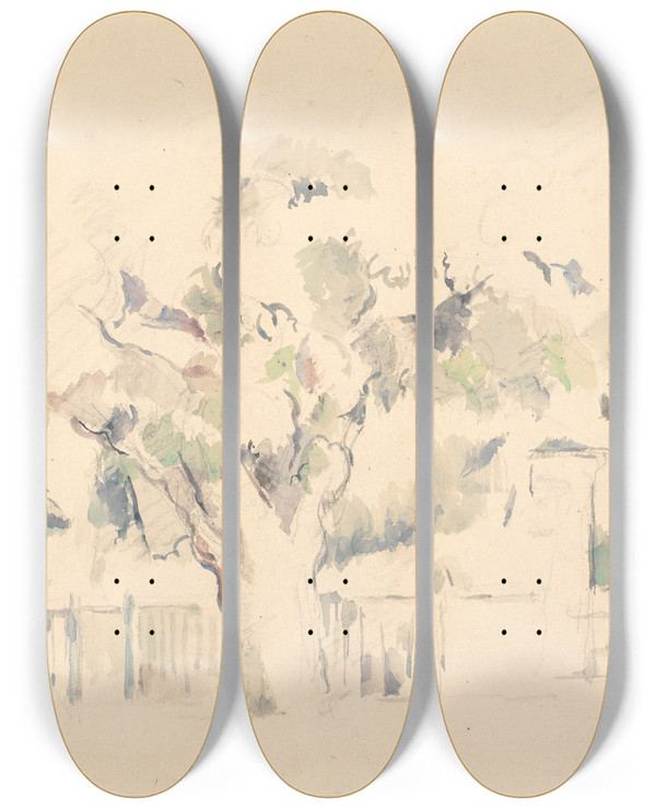 Triptych art skateboard deck of Paul Czanne Stakittet by Paul Cezanne (1839-1906)