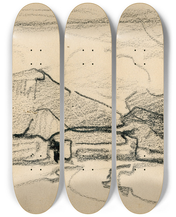 Triptych art skateboard deck of Floris Verster Farmhouse by Floris Verster (1861-1927)