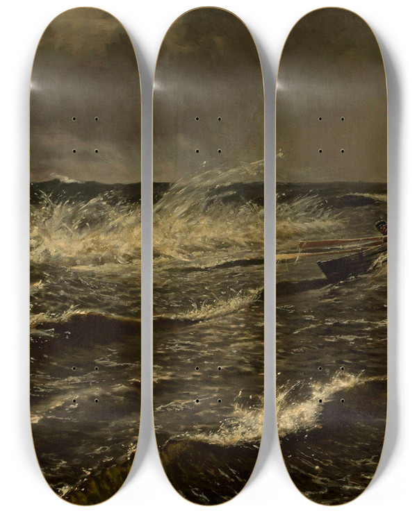 Triptych art skateboard deck of Stanisaw Witkiewicz Baltic Sea Near Palanga by Stanislaw Witkiewicz (1851-1915)