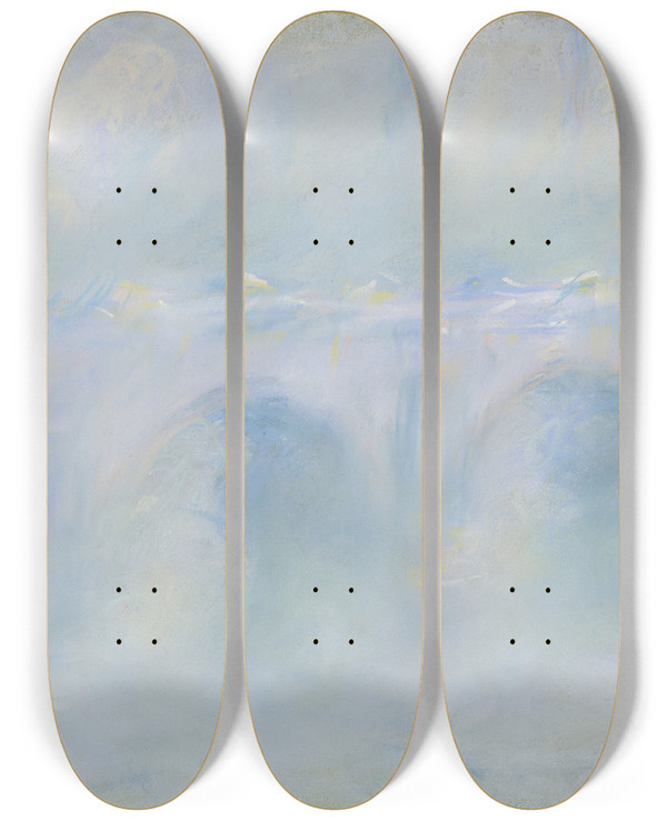 Triptych art skateboard deck of Claude Monet Waterloo Bridge_2 by Claude Monet (1840-1926)