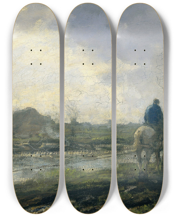 Triptych art skateboard deck of Jacob Maris Jaagpad by Jacob Maris (1837-1899)