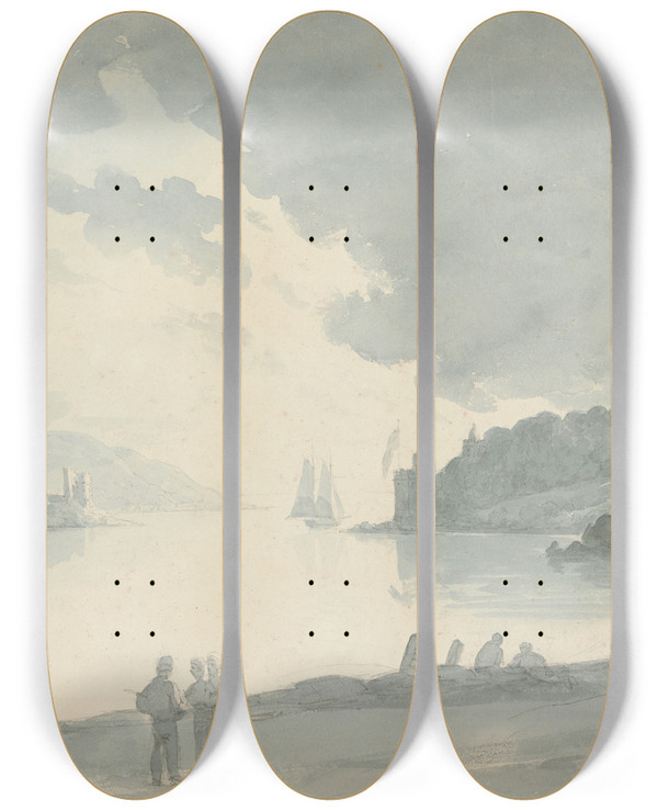Triptych art skateboard deck of John Baverstock Knight Dartmouth by John Baverstock Knight (1785-1859)