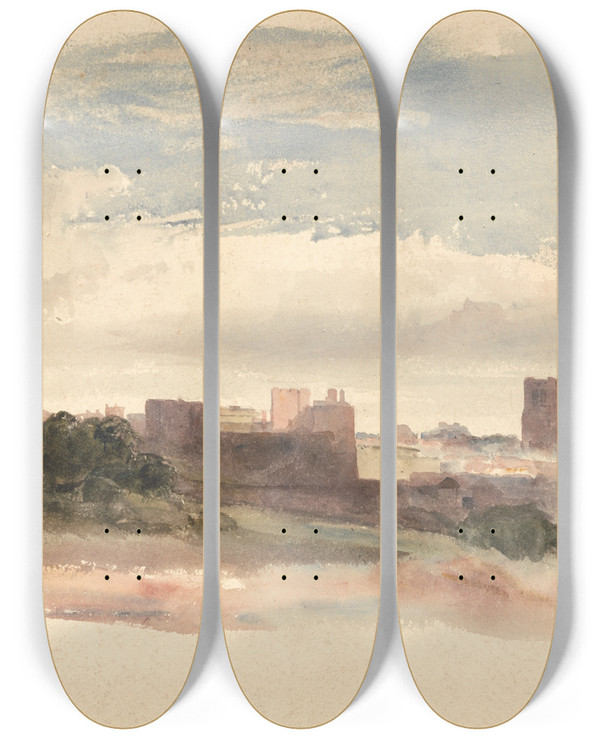 Triptych art skateboard deck of Peter Dewint Chester by Peter Dewint (1784-1849)