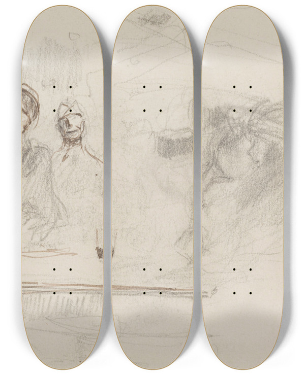 Triptych art skateboard deck of Georges Hugo Le Caf by Georges Hugo (1868-1925)