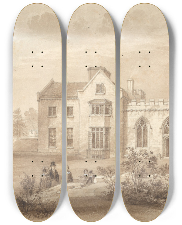 Triptych art skateboard deck of Frederick Mackenzie Charts Edge Kent by Frederick Mackenzie