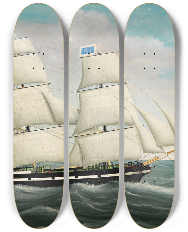 Triptych art skateboard deck of August Lasczky Preussische Brigg Charlotte by August Lasczky (19-)