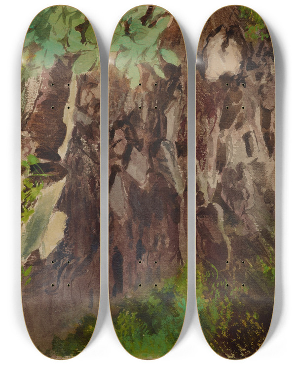 Triptych art skateboard deck of Jacek Malczewski Landscape Motif From Rozd by Jacek Malczewski (1854-1929)