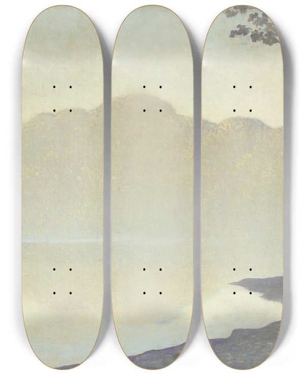 Triptych art skateboard deck of Alphonse Osbert A Mornings Harmony by Alphonse Osbert (1857-1939)