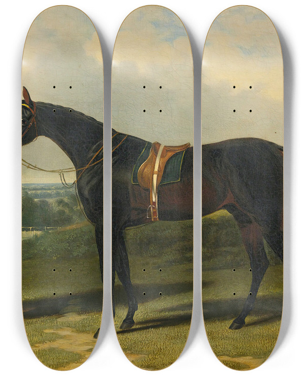 Triptych art skateboard deck of John Frederick Herring Snr Flying Dutchman by John Frederick Herring Snr (1795-1865)