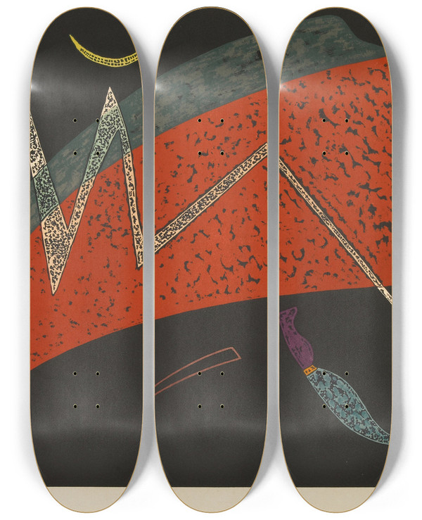 Triptych art skateboard deck of Wassily Kandinsky Watermelon by Wassily Kandinsky (1866-1944)