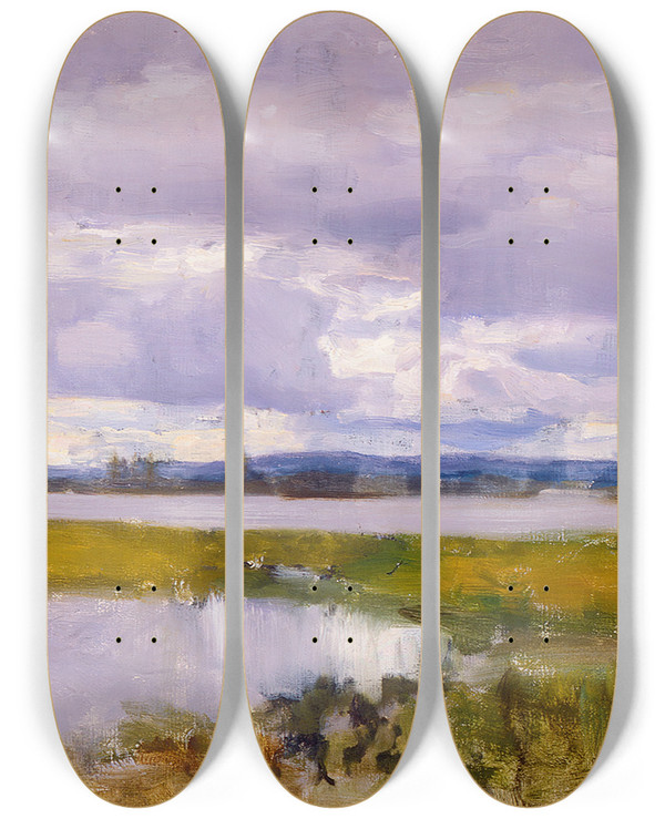Triptych art skateboard deck of Eero Jrnefelt Landscape_1 by Eero Jarnefelt (1863-1937)
