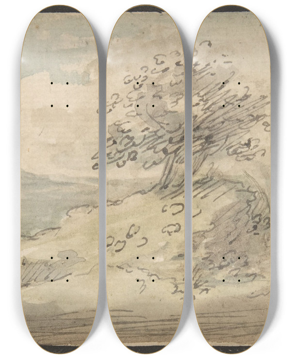 Triptych art skateboard deck of Samuel Shelley Landscape by Samuel Shelley (1750-1808)