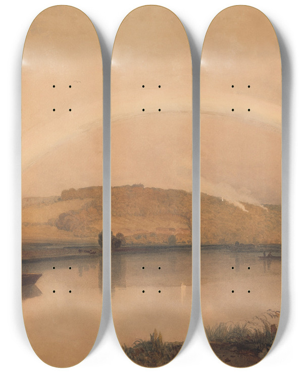 Triptych art skateboard deck of Peter Dewint On The Thames_1 by Peter Dewint (1784-1849)