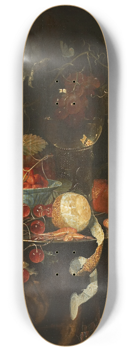 Harmen Loeding - Still Life With Fruit And A Chinese Porcelain Bowl With Strawberries 8.25 inch art skate deck