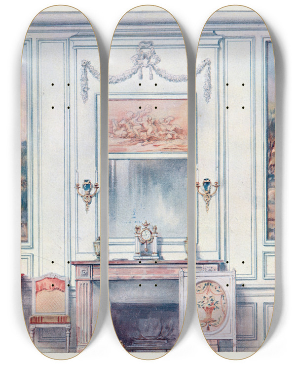 Triptych art skateboard deck of Georges Rmon Face De Chemine by Georges Remon (1889-1963)