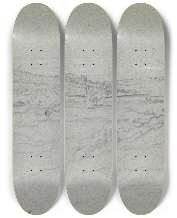 Triptych art skateboard deck of John Linnell North Wales by John Linnell (1792-1882)