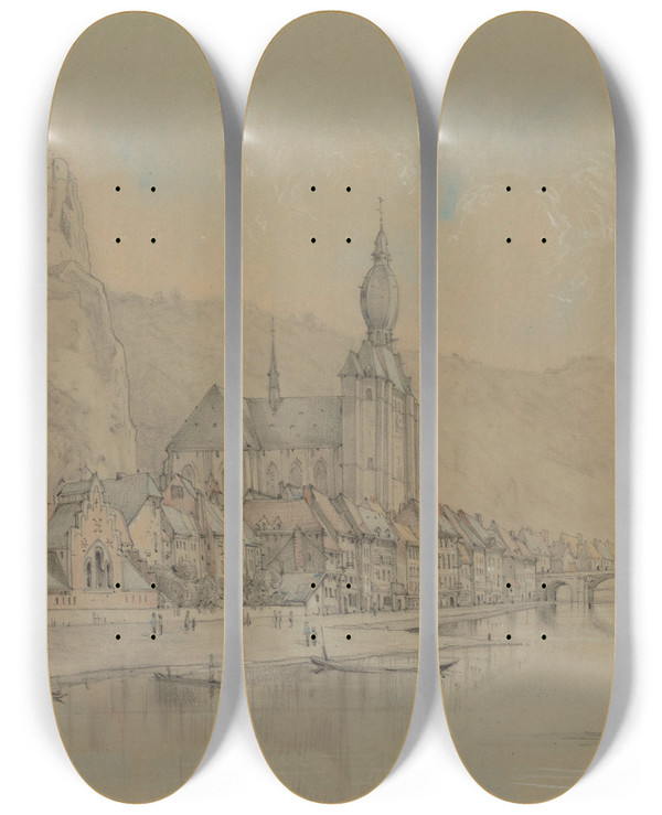 Triptych art skateboard deck of Henri Guilmard Dinant by Henri Guilmard (1849)